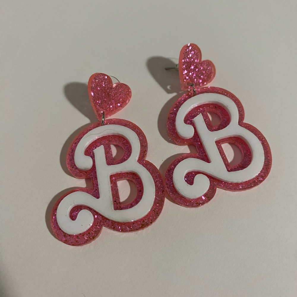 Inspired Barbie Pink Glitter Earrings